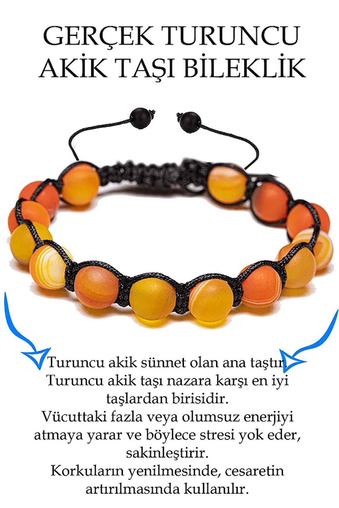 Sertifikalı Ham Işlenmemiş Damarlı Turuncu Akik Taşı Bileklik