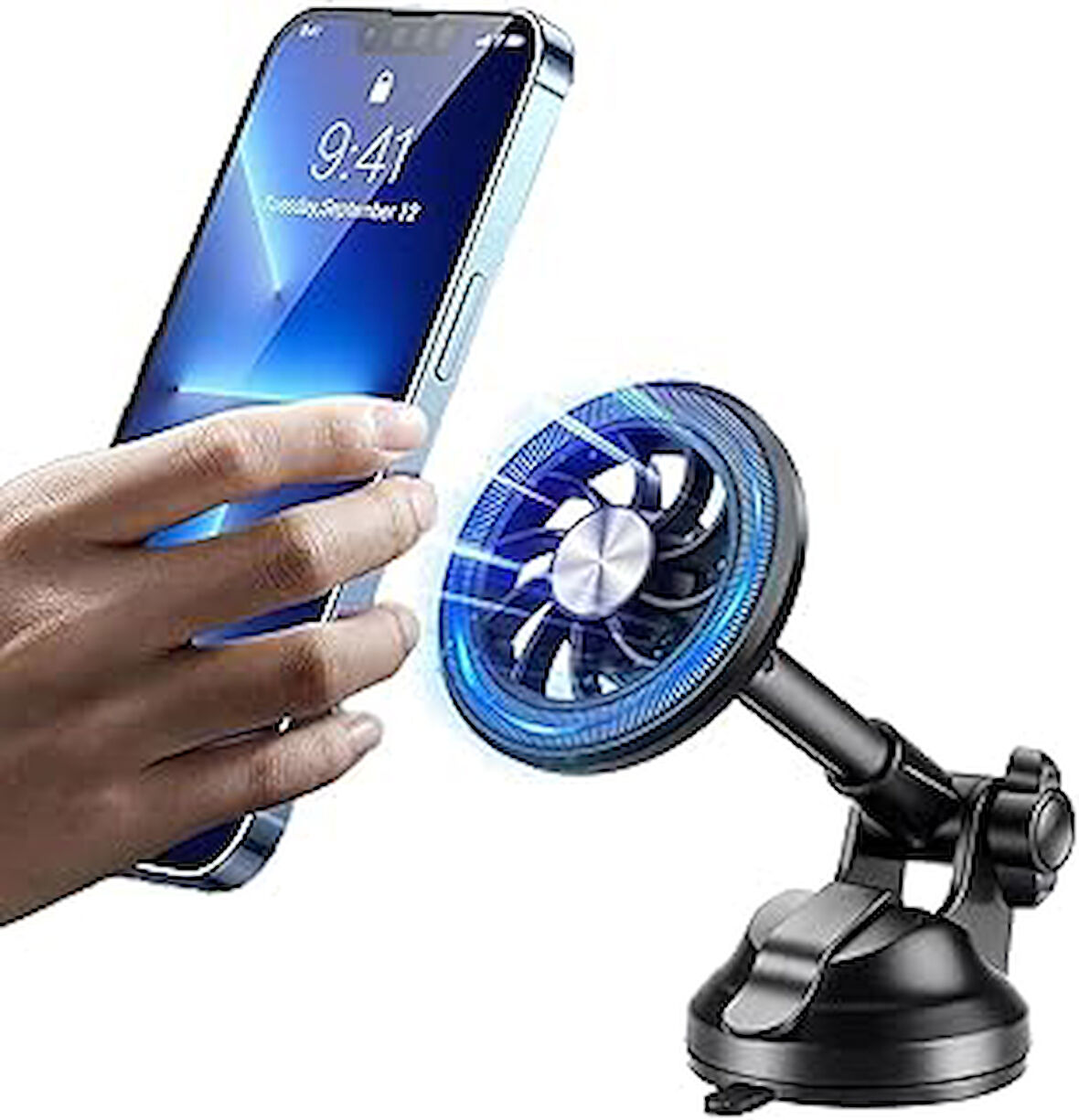 teknosepetim iphone 11 12 13 14 15 Pro Max Mıknatıslı Cama Gögse Yapışan Uzayan Oto Telefon Tutucu Stand Vantuzlu 360 yuvarlak halka hediye