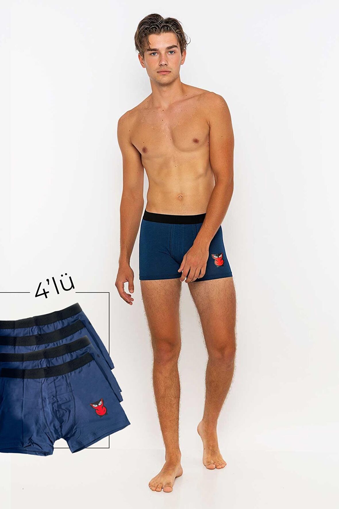 Erkek 4'lü Boxer Avantajlı Paket-İndigo-XL