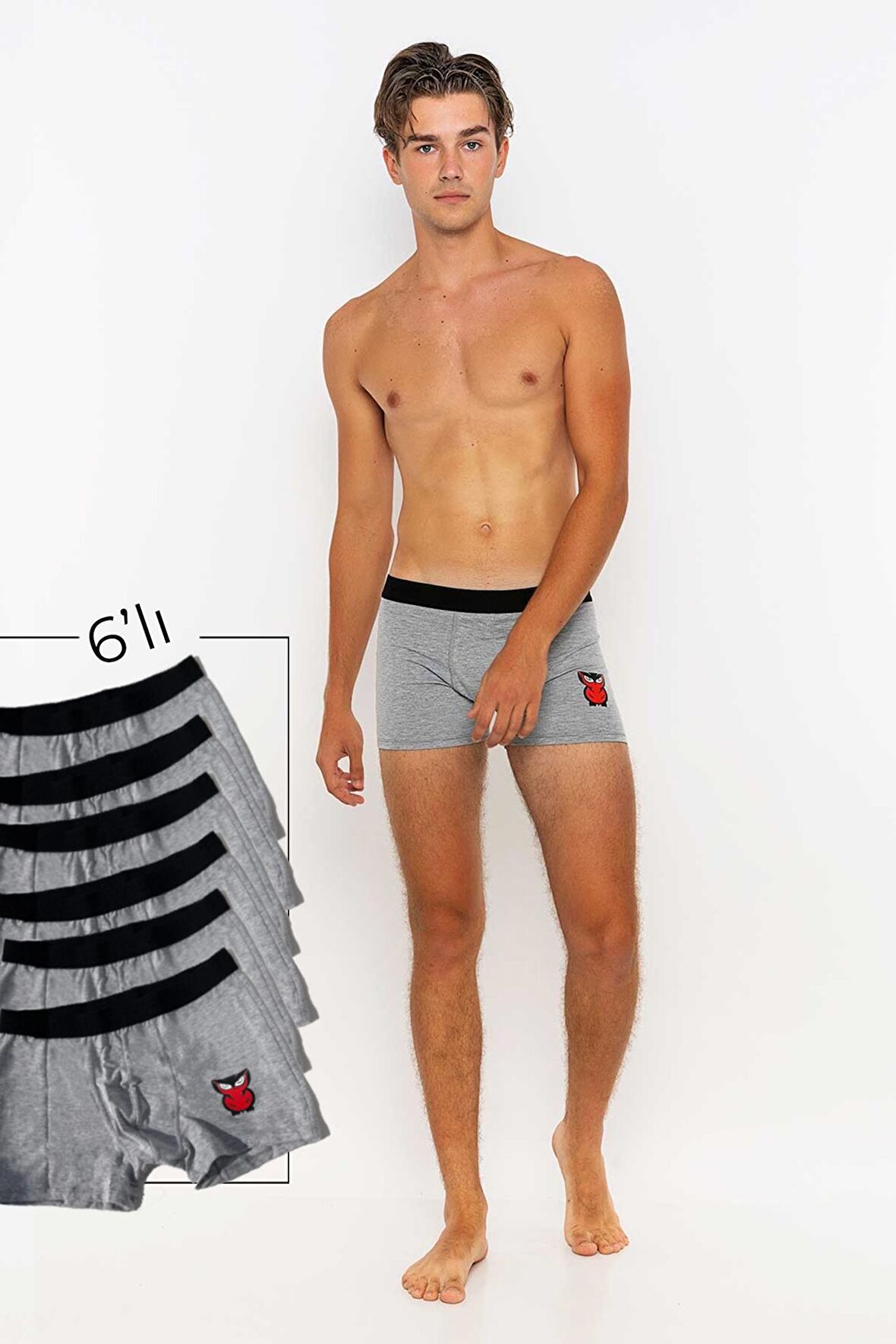 Erkek 6'lı Boxer Avantajlı Paket-Gri-XXL