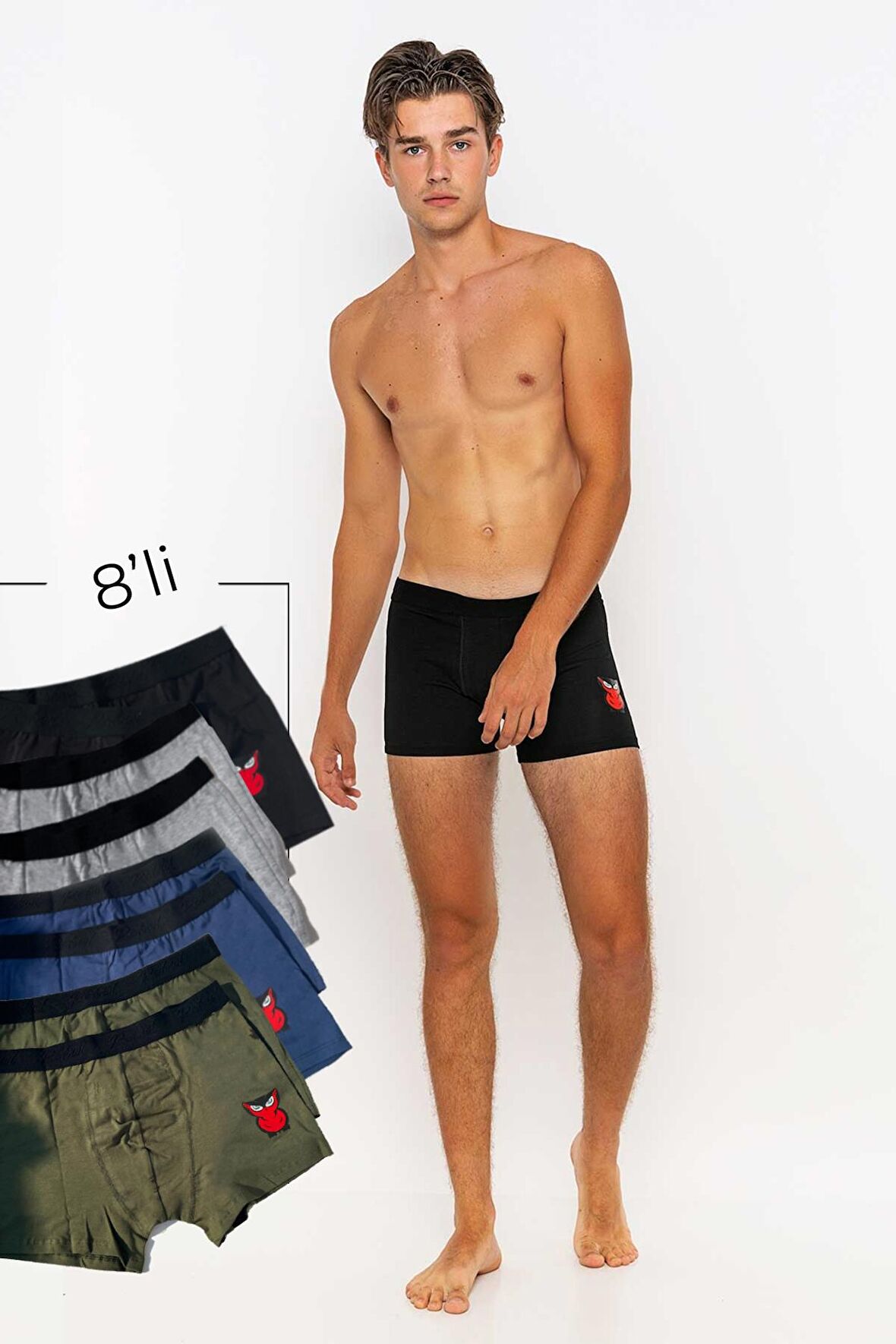 Erkek 8'li Boxer Avantajlı Paket-Karışık Renkli-XXL