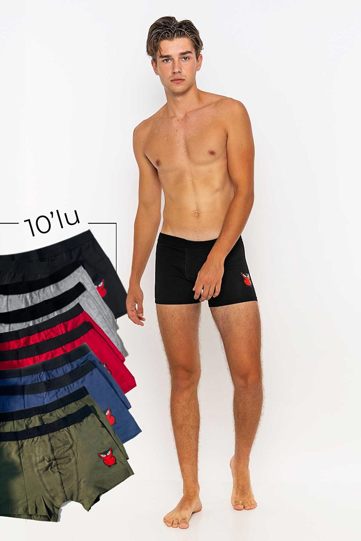 Erkek 10'lu Boxer Avantajlı Paket-Çok Renkli-L