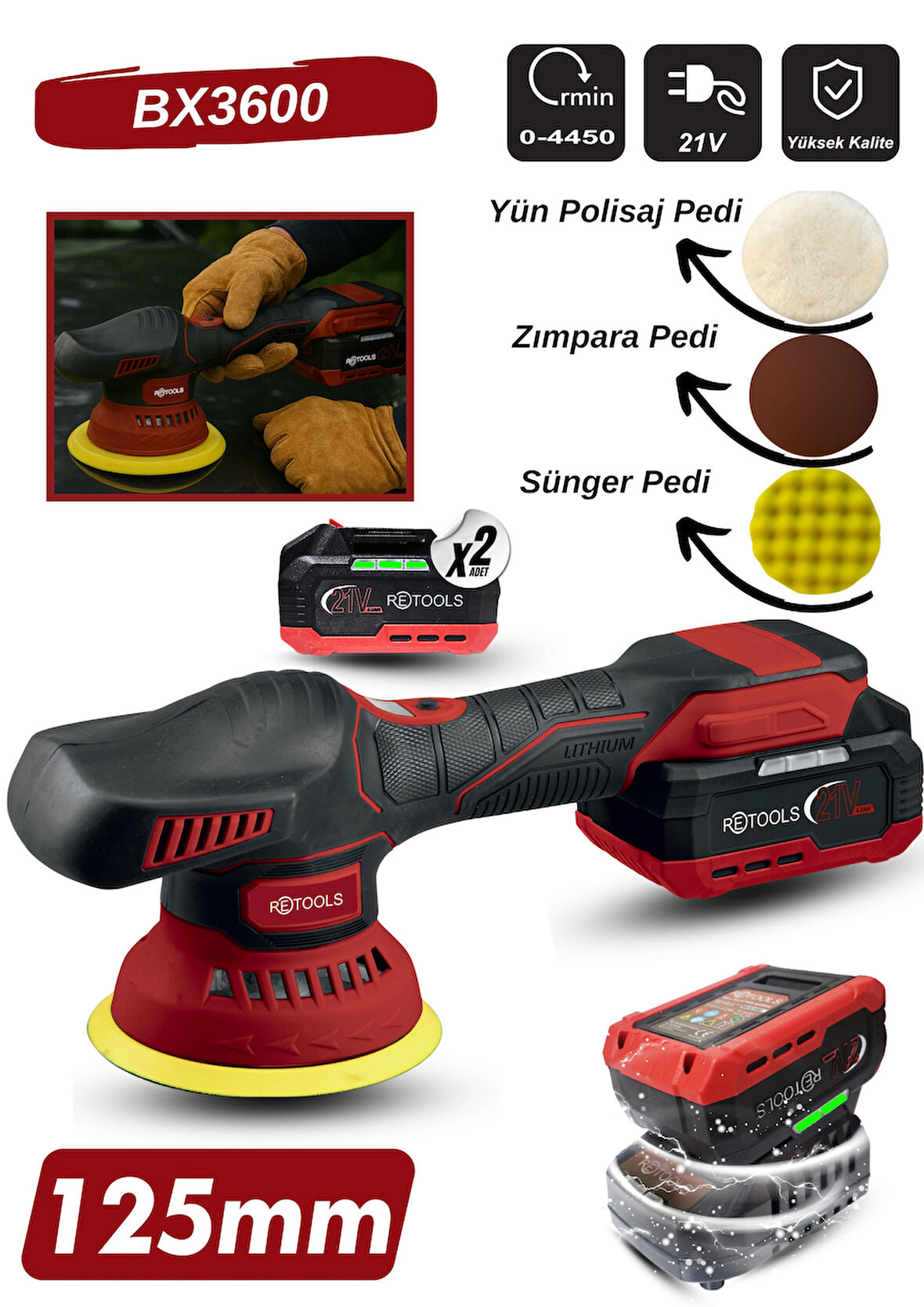 RETOOLS BX3600 BORDO ŞARJLI POLİSAJ