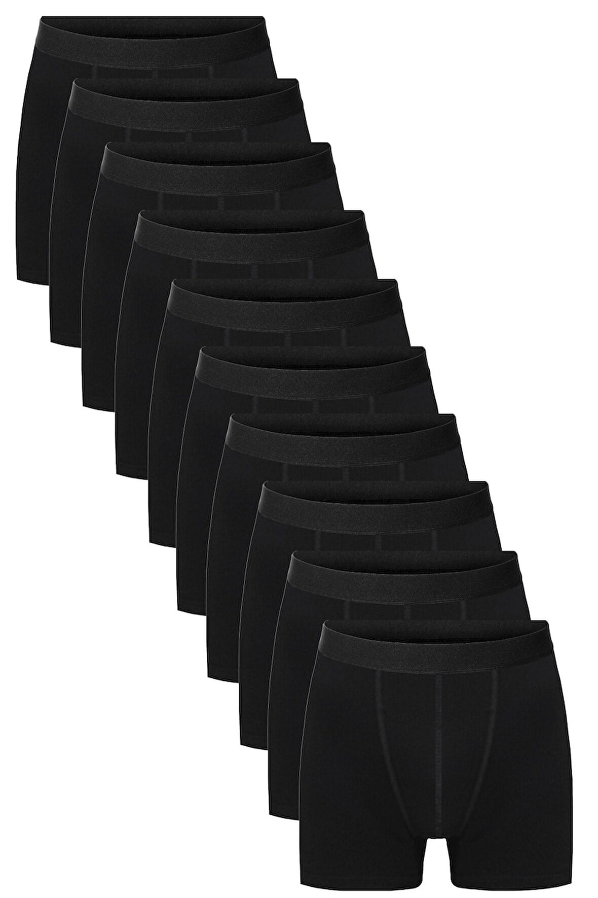 Erkek Siyah Düz Likralı Boxer Şort 10’lu