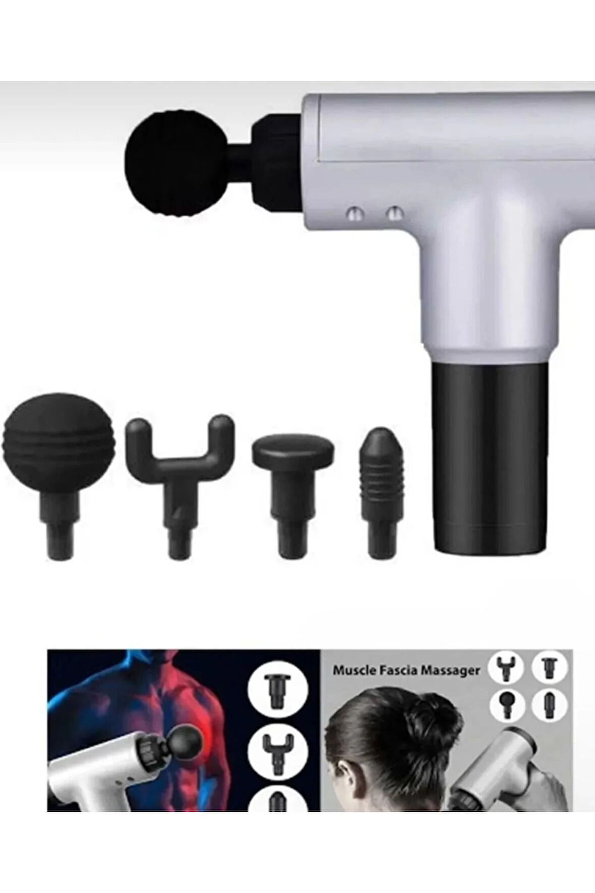 Masaj Aleti Tabancası Sporcu Kas Rahatlatıcı Şarjlı 6 Seviye Titreşimli Fascial Massage Gun RENK SEÇİLEMEZ