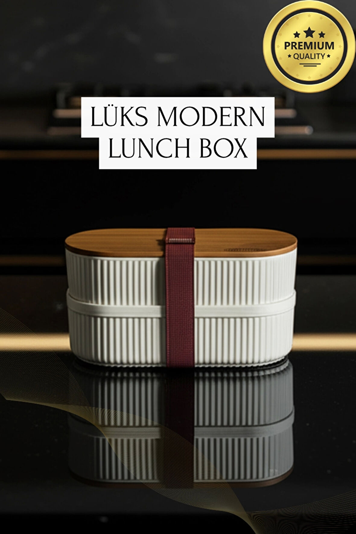 Bambu Kahvaltılık Saklama Kabı İki Bölmeli Büyük Lunch Box