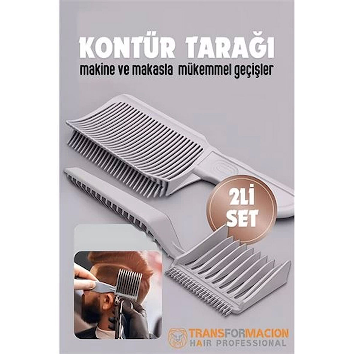 BX Kuaför Berber Kavisli Kontur Kesim Tarağı 2 li SET
