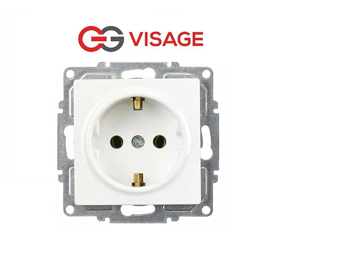 Visage Beyaz Topraklı Priz Çerçevesiz - Priz ve Anahtar İçin Uyumlu Çerçeve