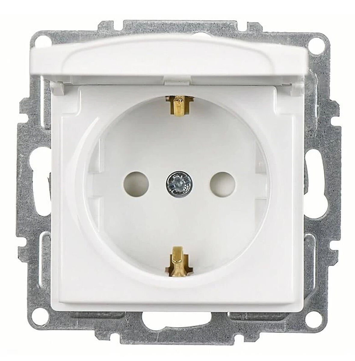 Visage Beyaz Topraklı Kapaklı Priz Çocuk Korumalı Çerçevesiz - Priz ve Anahtar İçin Uyumlu Çerçeve