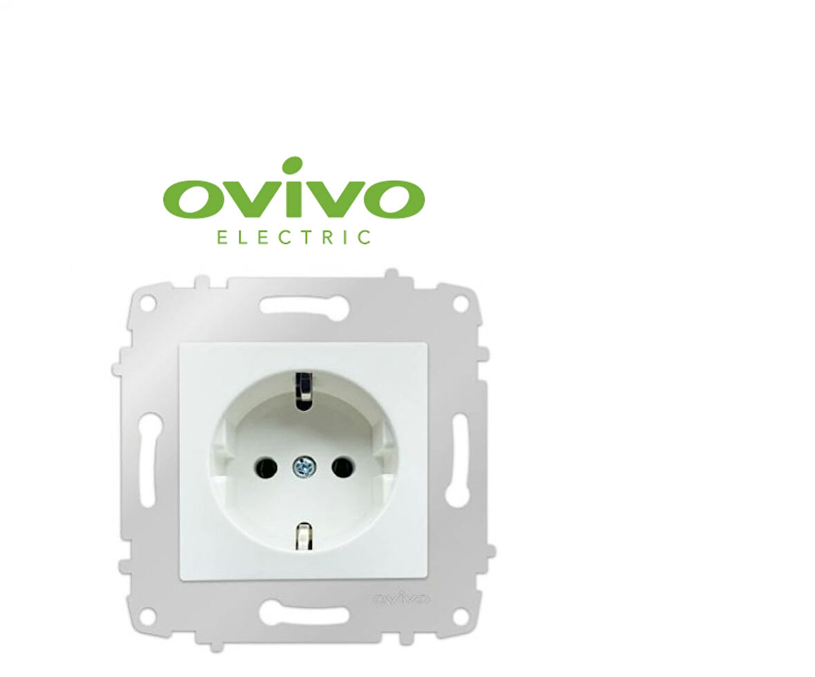 Beyaz Topraklı Priz Çerçevesiz Grano - Priz ve Anahtar İçin Uyumlu Çerçeve