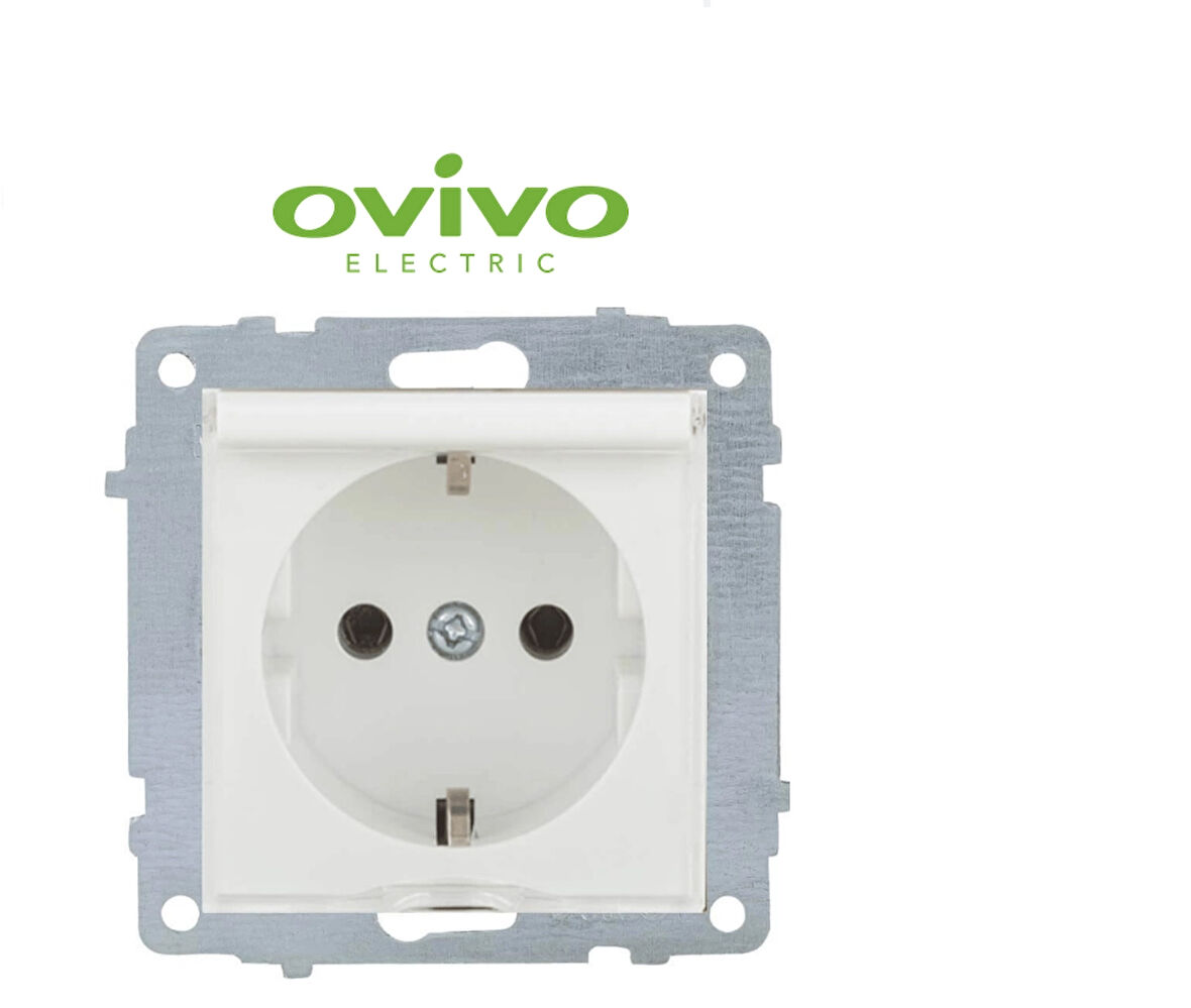 Beyaz Topraklı Kapaklı Priz Çerçevesiz Grano - Priz ve Anahtar İçin Uyumlu Çerçeve