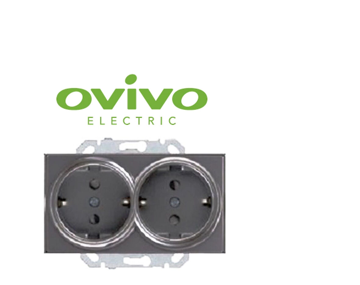 Füme İkili Topraklı Piriz Çerçevesiz Grano - Priz ve Anahtar İçin Uyumlu Çerçeve