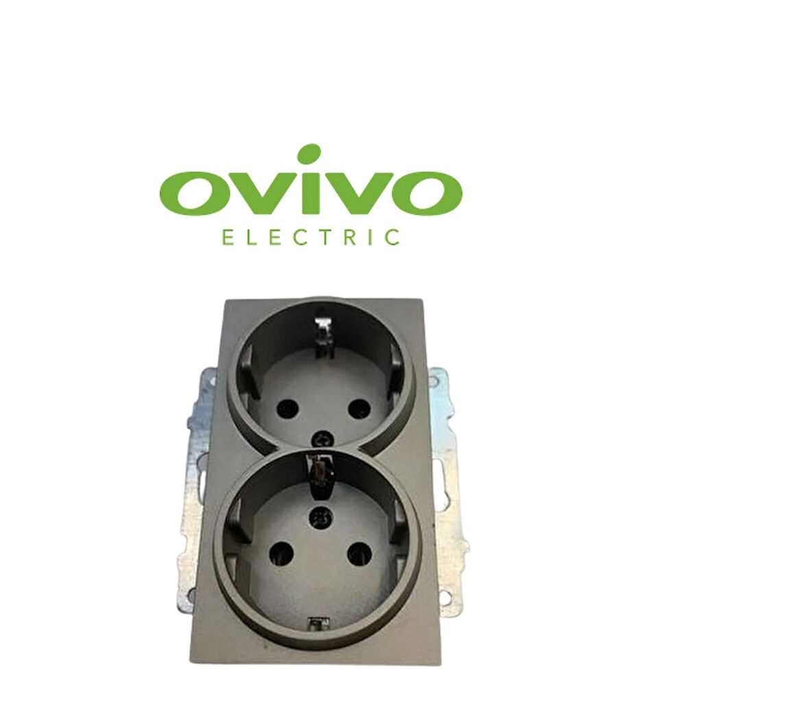 Antrasit İkili Topraklı Piriz Çerçevesiz Grano - Priz ve Anahtar İçin Uyumlu Çerçeve