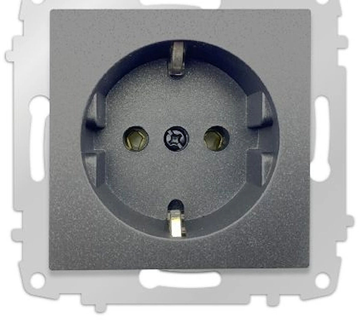 Füme Topraklı Priz Çerçevesiz - Priz ve Anahtar İçin Uyumlu Çerçeve