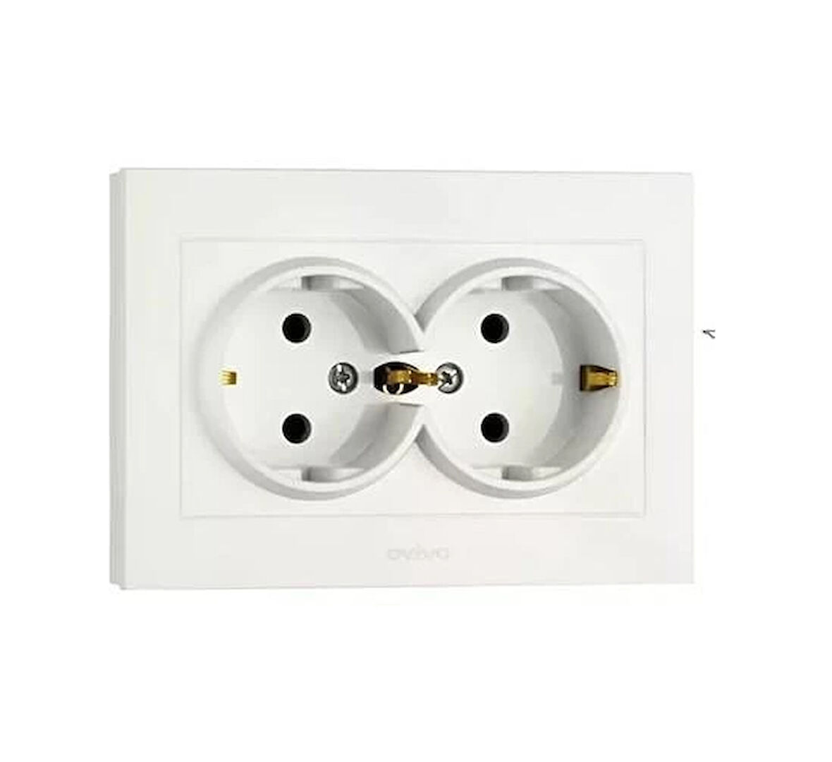 Beyaz İkili Topraklı Priz Çerçeveli Mina - Priz ve Anahtar İçin Uyumlu Çerçeve