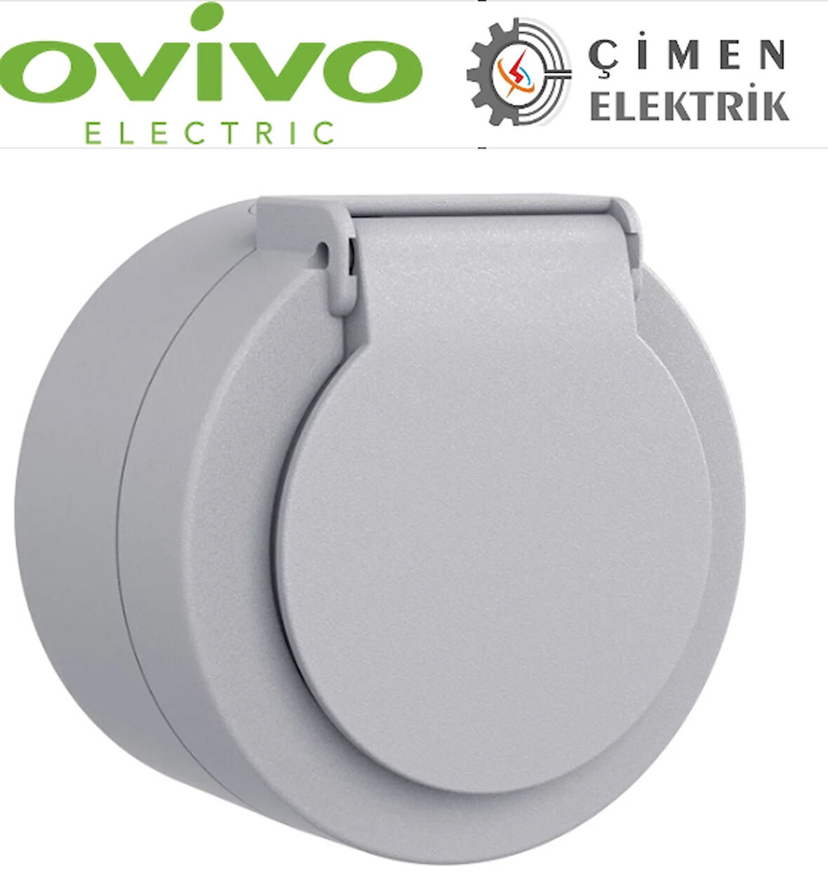 Gri Kapaklı Topraklı Priz Sıva Üstü