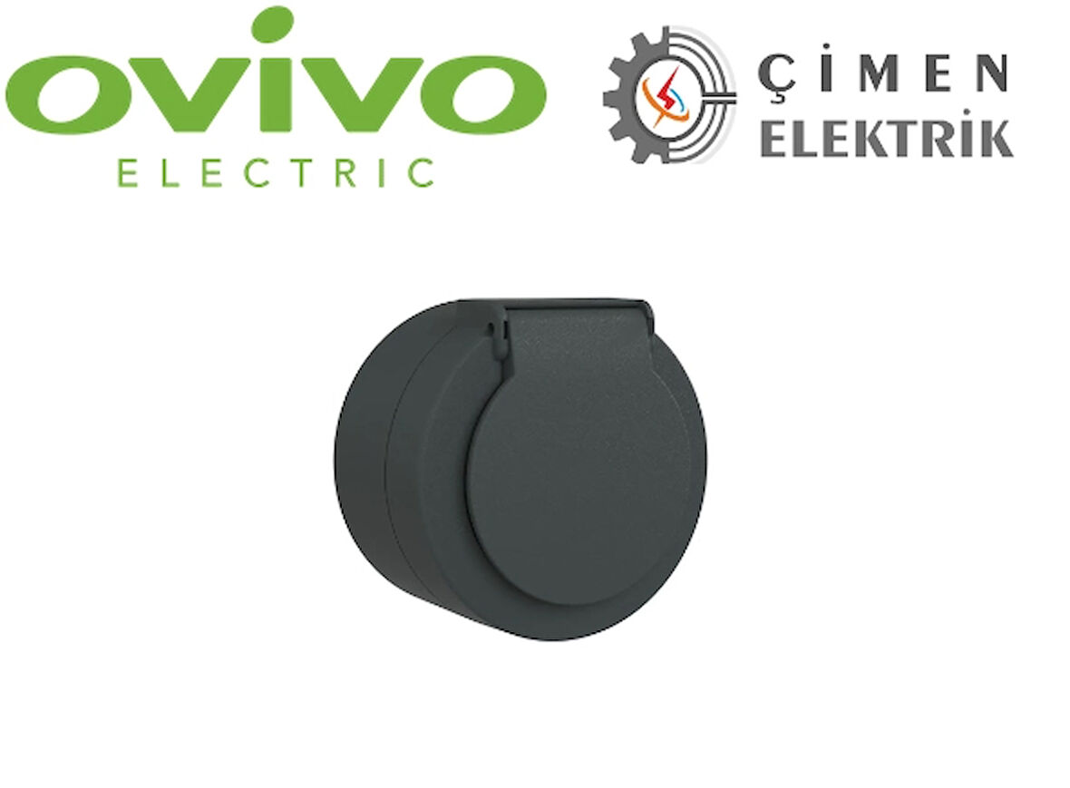Antrasit Kapaklı Topraklı Priz Sıva Üstü