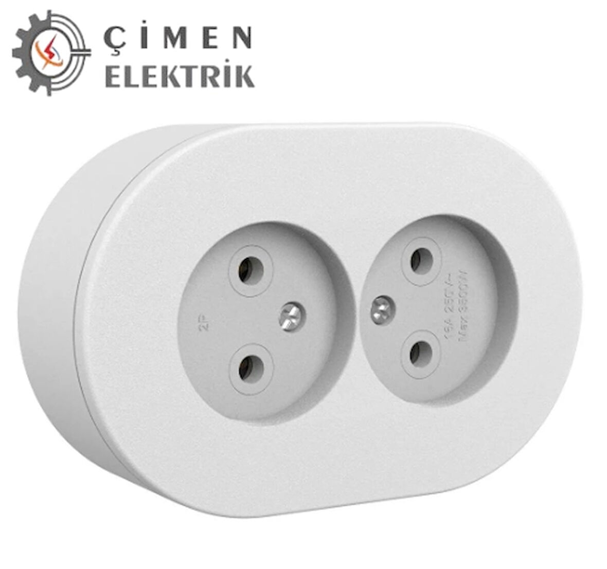 Beyaz İkili Topraklı Priz Sıva Üstü