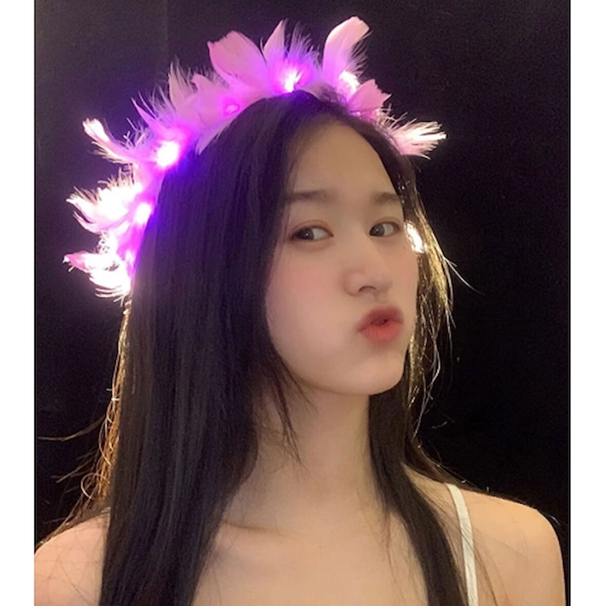 Led Işıklı RGB 3 Fonksiyonlu Otrişli Parti Tacı Pembe Renk