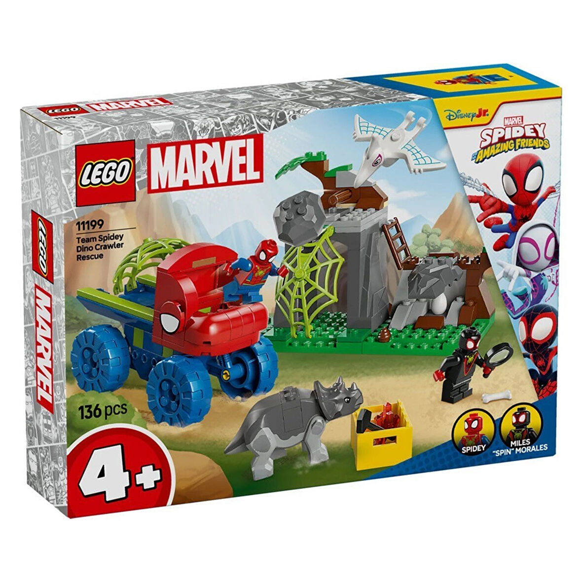 11199 Lego Marvel Spidey-Spidey Ekibi Dinozor Kamyonlu Kurtarma 136 parça +4 yaş