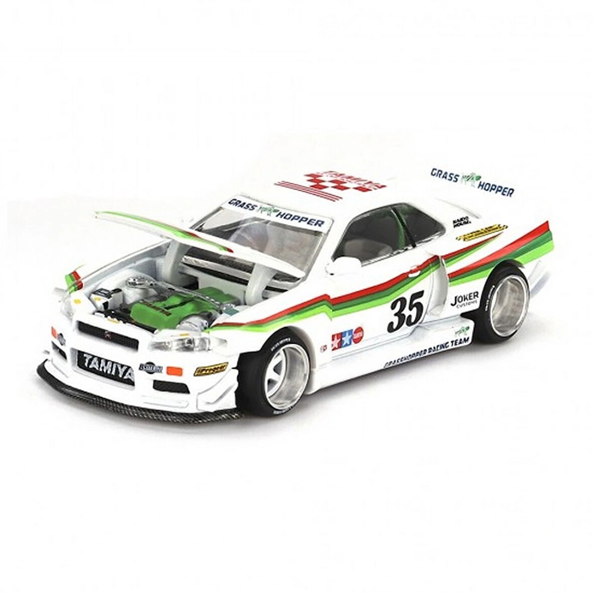 Mini GT 1/64 Nissan Skyline GT-R (R34) TAMIYA x KAIDO HOUSE ''The GRASSHOPPER'' V1