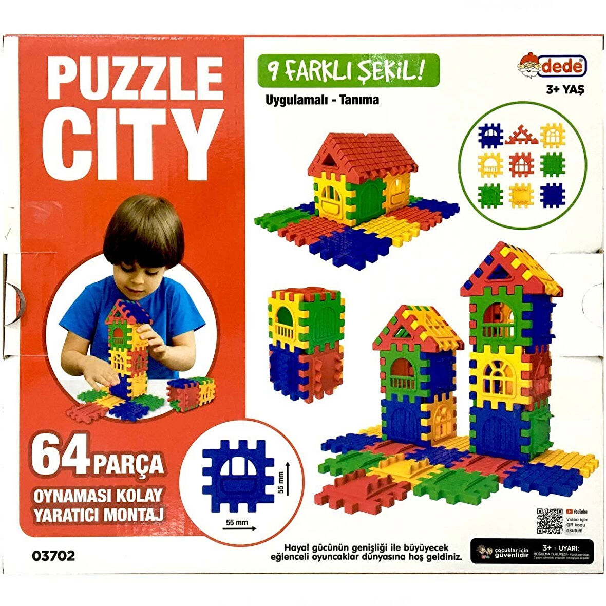 Puzzle City 3D Yapı ve Tasarım Blokları 64 Parça - 03702