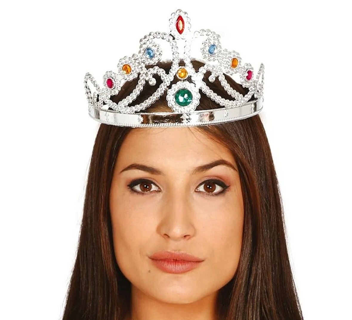 Gümüş Renk Plastik Prenses Tacı Kraliçe Tacı 60 cm