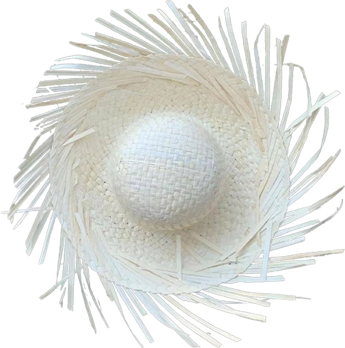 Tropikal Parti Beyaz Hasır Hawaii Şapkası 13x36 cm