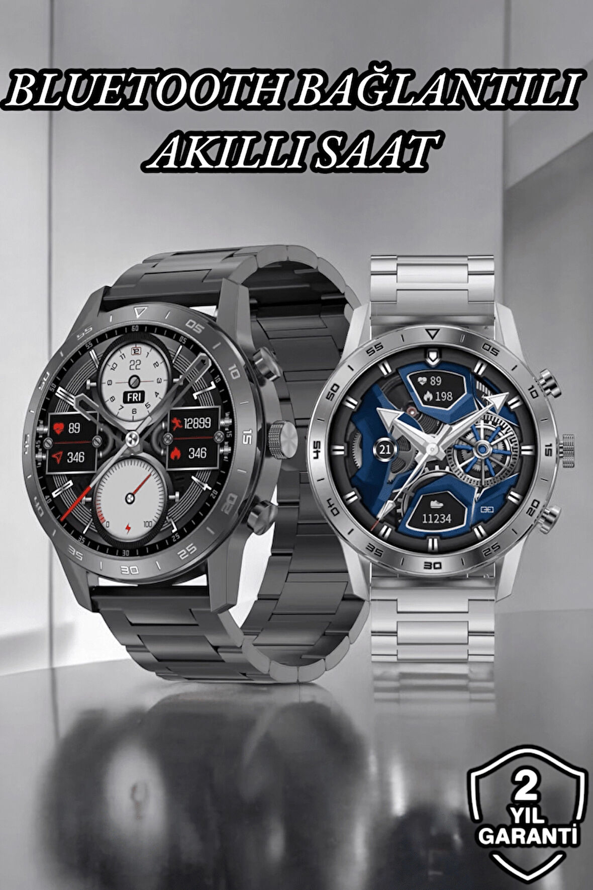 Suya Dayanıklı Dokunmatik Akıllı Saat Bluetooth 5.0, Sesli Asistan ve Sağlık Takibi