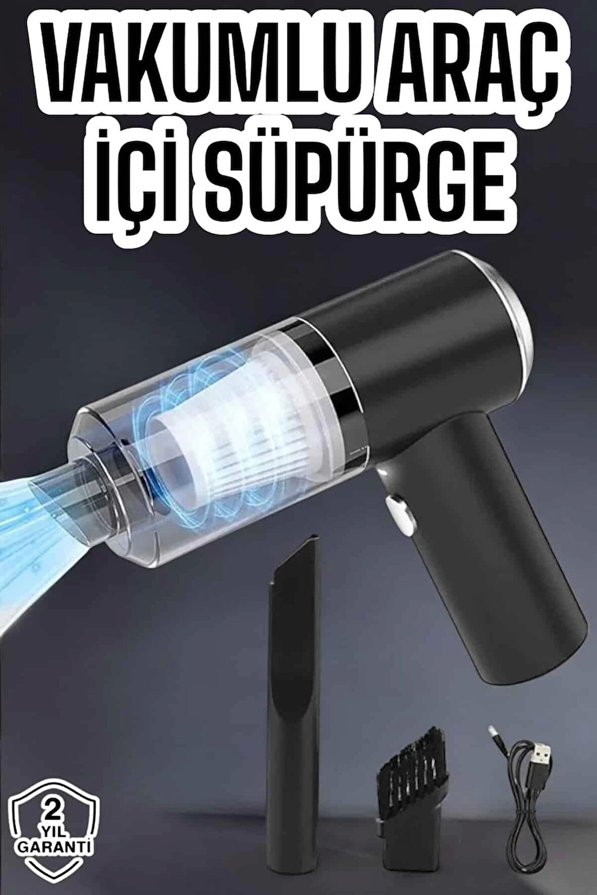 Üflemeli Güçlü Vakumlu Ev Ofis Araç Süpürgesi El Süpürgesi Şarjlı