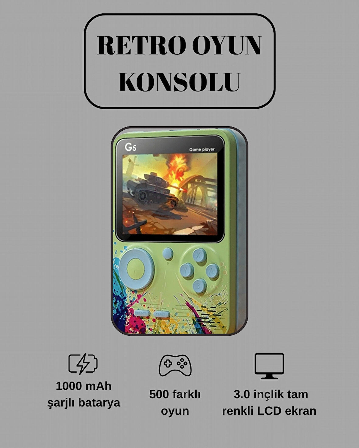 G5 Game Box Retro Mini Oyun Konsolu – 500 Dahili Oyun