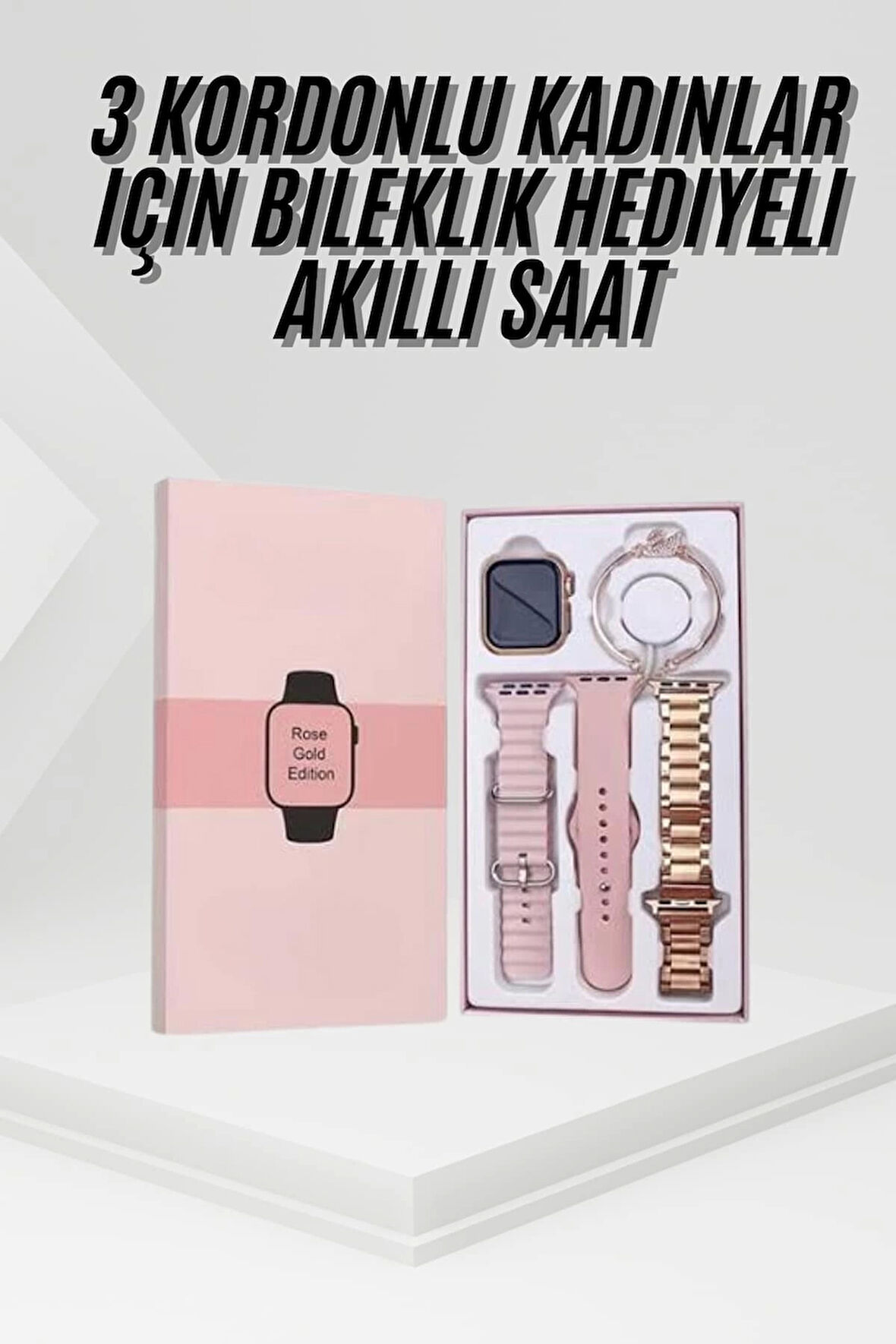 Yeni Nesil Kadın Akıllı Saat Rose Gold Android ve İos Uyumlu
