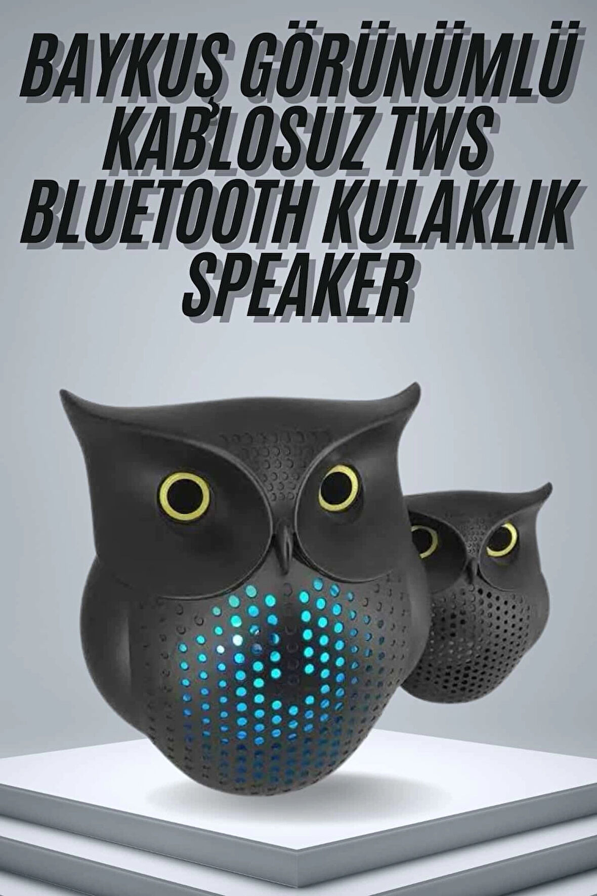 TWS Bluetooth Hoparlör Baykuş Tasarımlı Taşınabilir RGB Işıklı Uzun Pil Ömrü