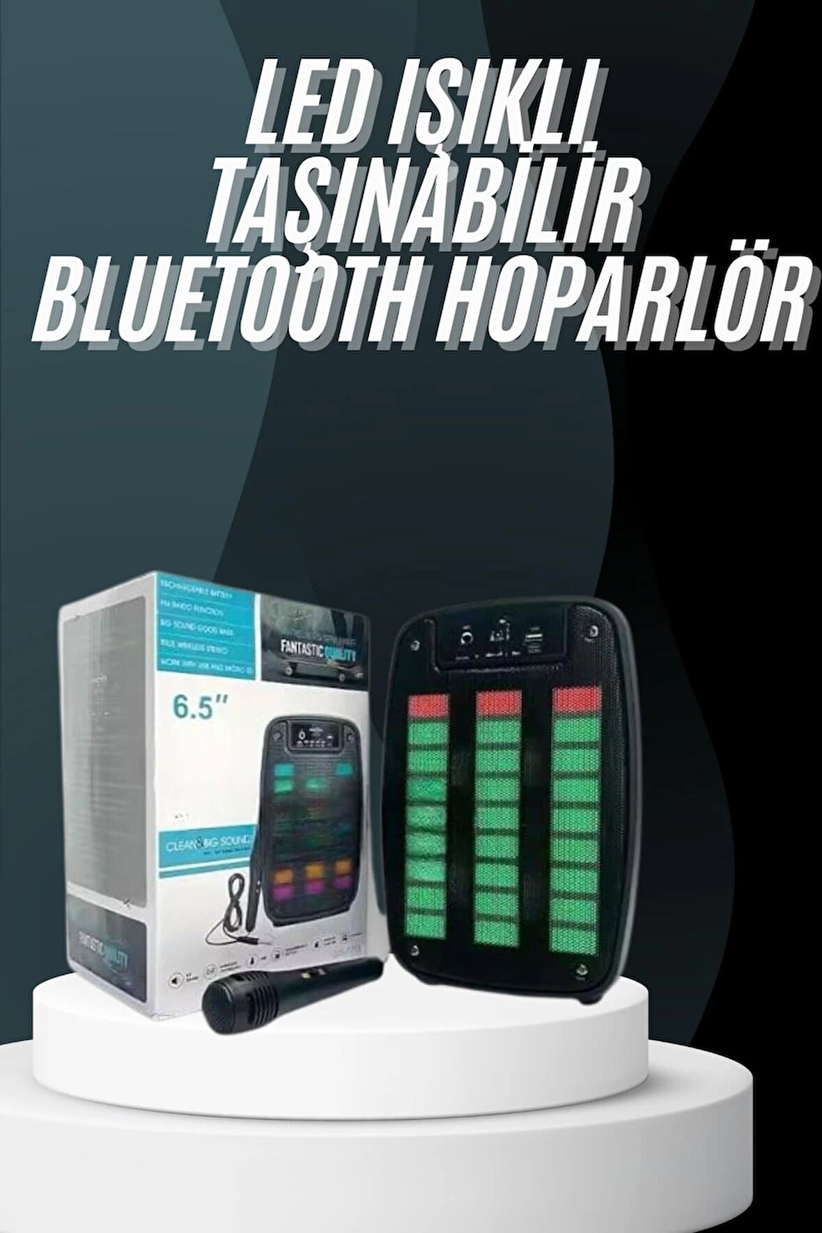 Bluetooth Hoparlör Taşınabilir Şarjlı Işıklı Büyük Boy Yüksek Ses Kaliteli