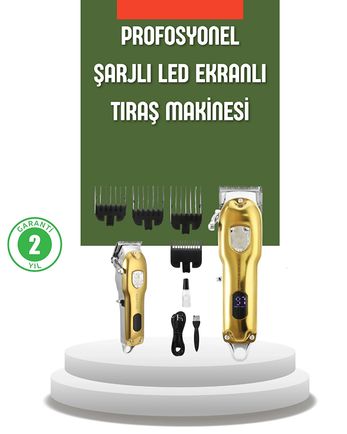 Güçlü Motorlu LCD Ekranlı Şarjlı Tıraş ve Şekillendirme Makinesi