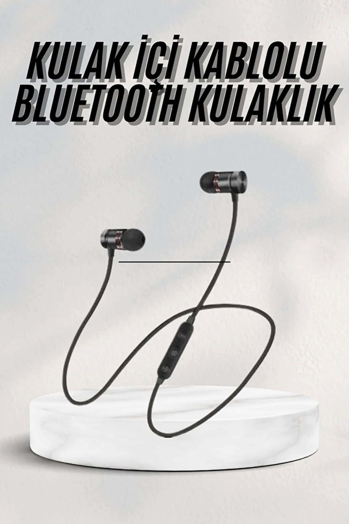 Sports Mıknatıslı Siyah Bluetooth Kulaklık Kablolu Uzun Pil Ömrü