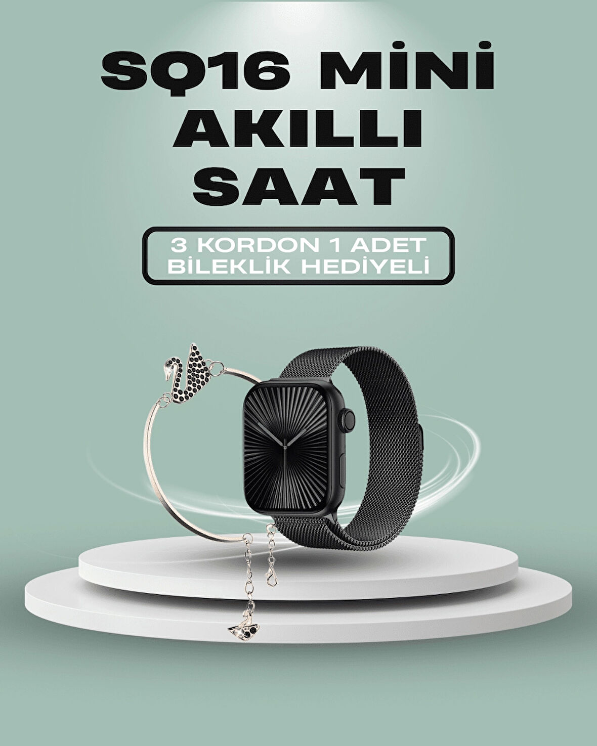 SQ-16 Mini Series 10 Akıllı Saat – 3 Kordon + Hediye Bileklik