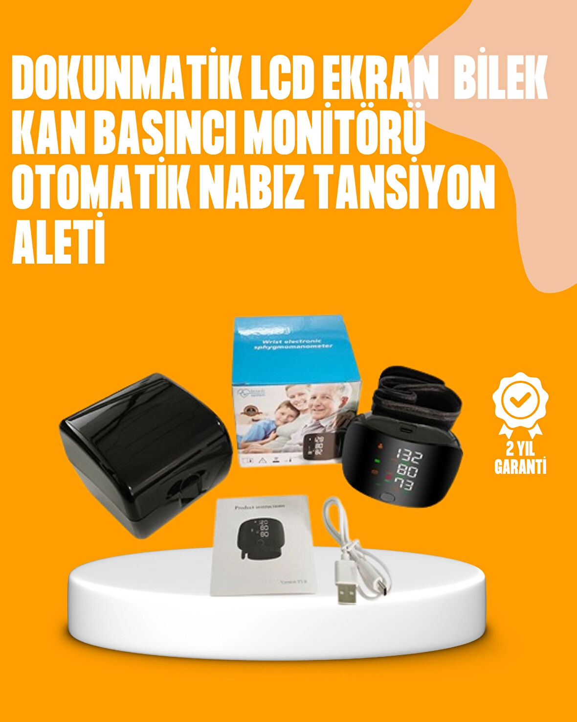 Dijital bilekten tansiyon ölçüm cihazı LCD