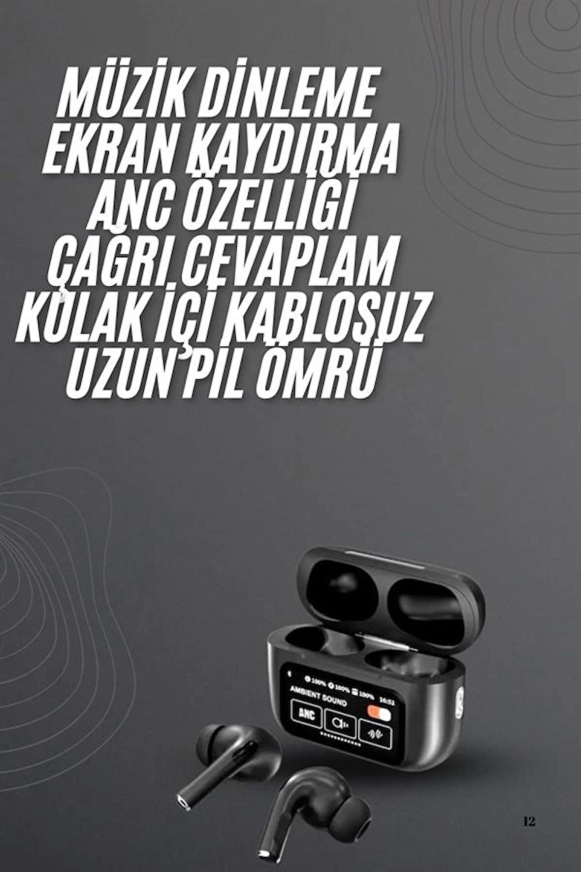 Kulak İçi Bluetooth Kulaklık Ekranlı Müzik Dinleme Çağrı Cevaplama Siyah