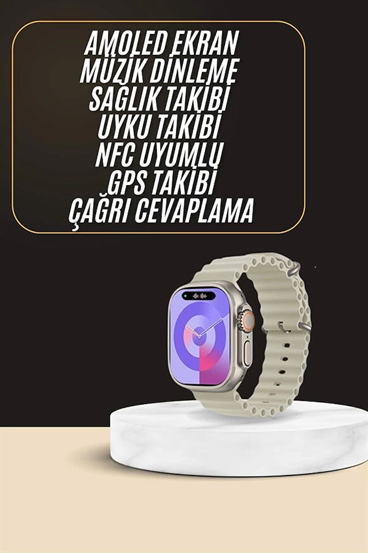 Uyku ve Sağlık Takibi Yapabilen GPS Uyumlu Plastik Kordonlu Akıllı Saat