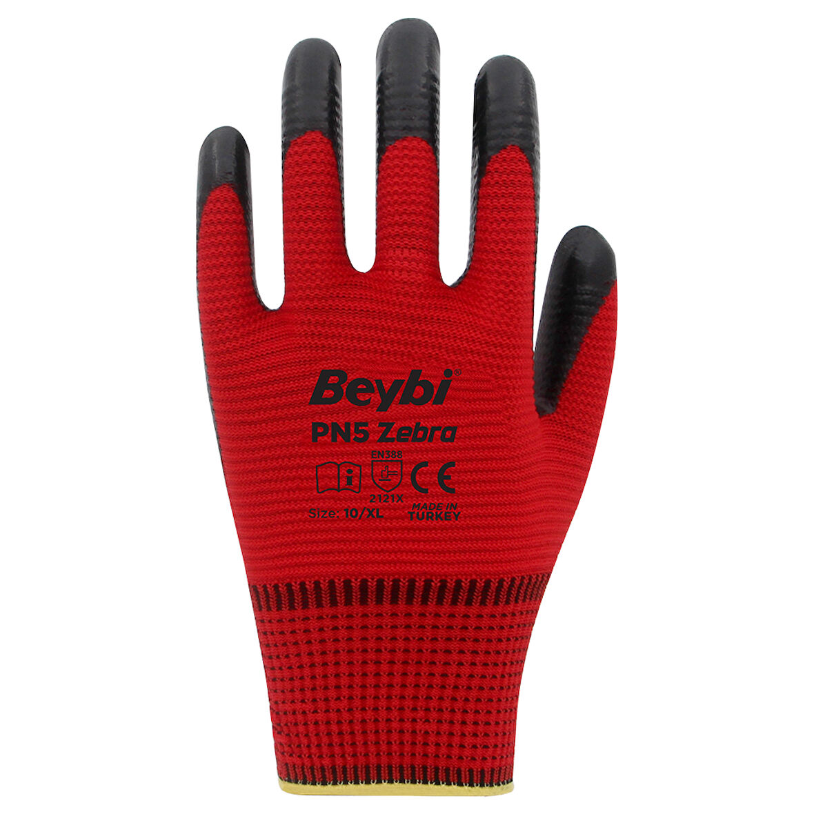 BEYBİ PN5 ZEBRA POLYESTER ÖRME NİTRİL ELDİVEN (12'Lİ)