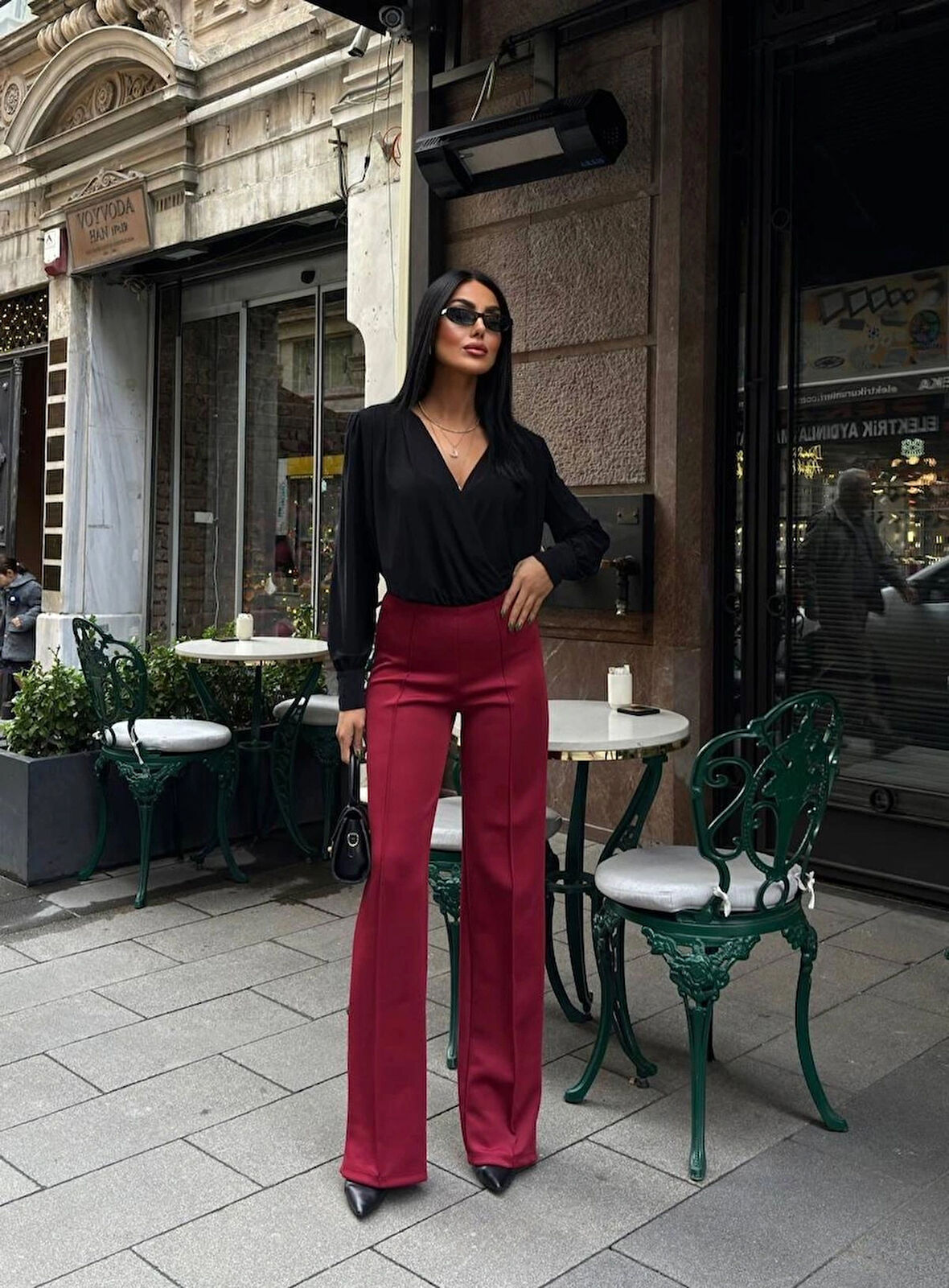 BYB Modal kumaş bordo çımalı pantolon