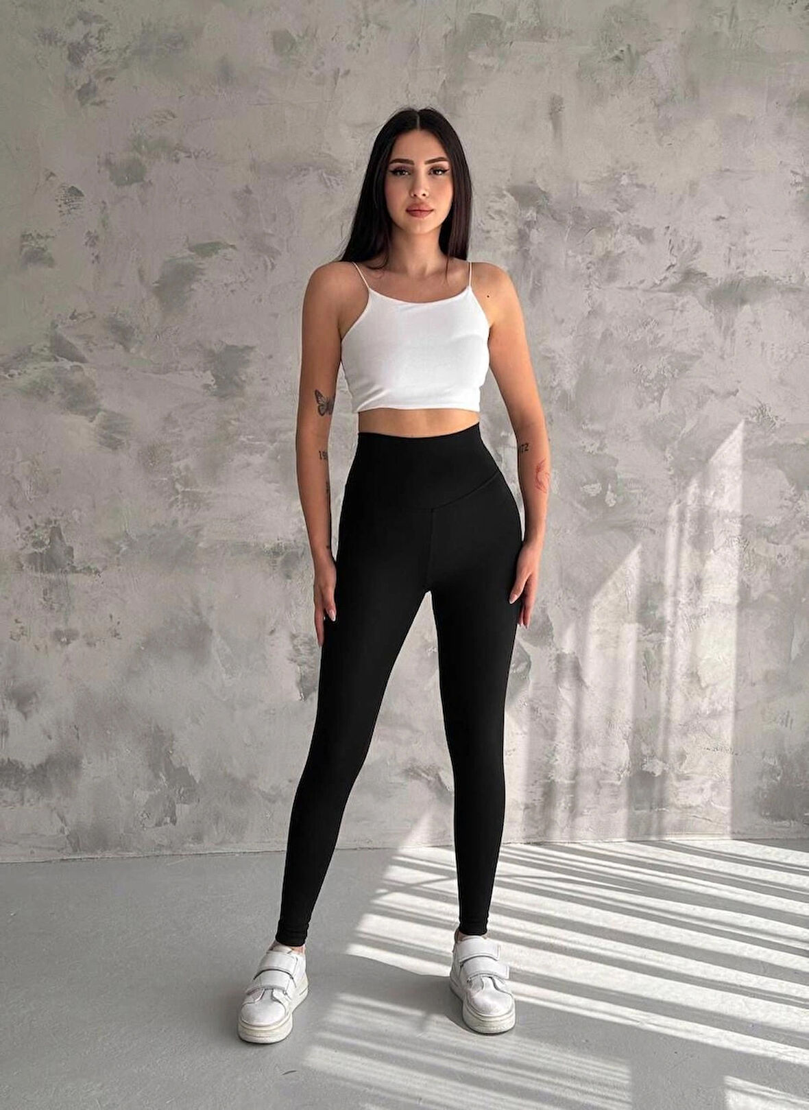  Yüksek bel şardonsuz toparlayıcı  siyah tayt