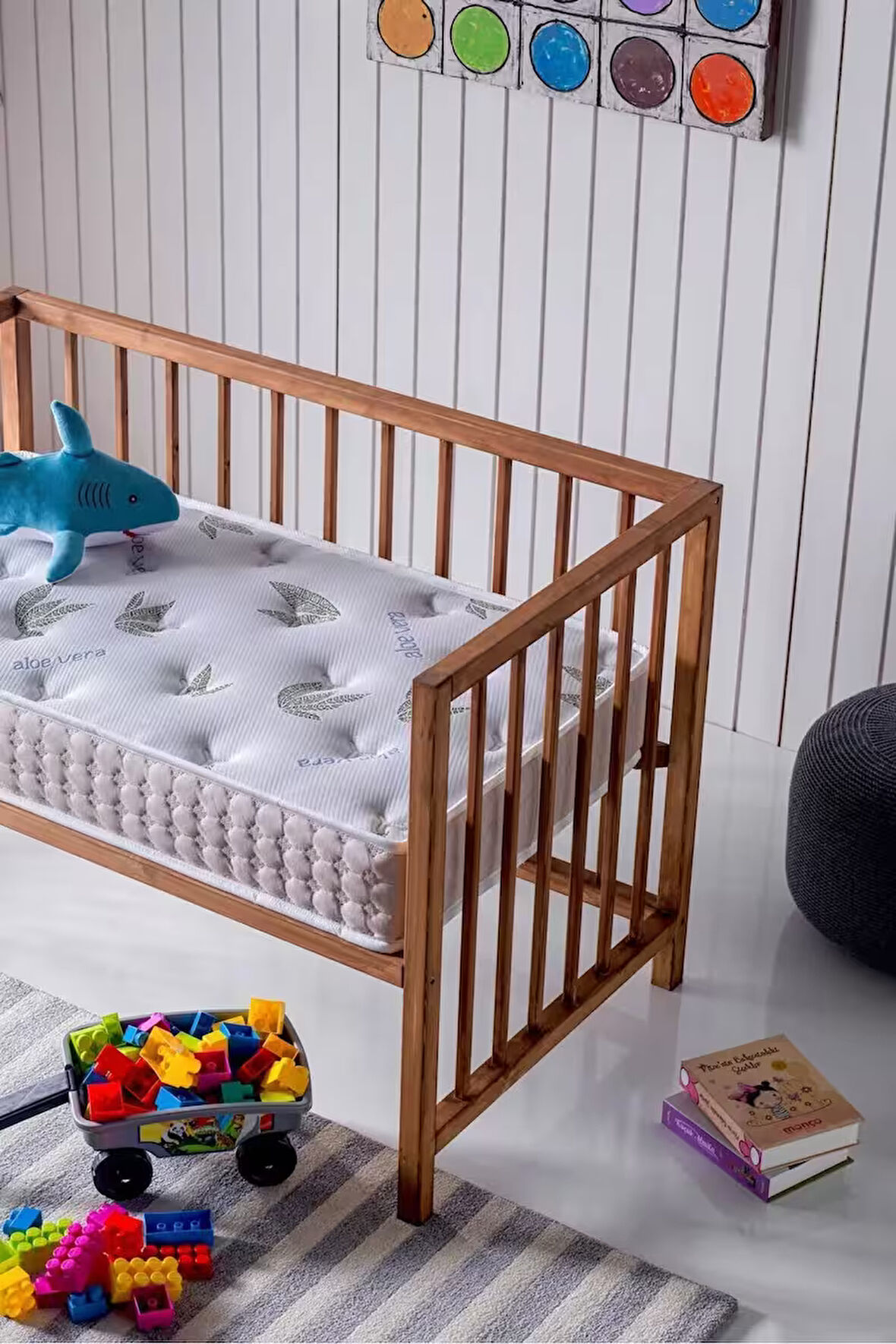 Aloe Vera Park Yatak, Bebek Yatağı, Beşik Yatağı, Anne Yanı, Oyun Parkı Yatağı, Örme Kumaşlı - 10 Cm