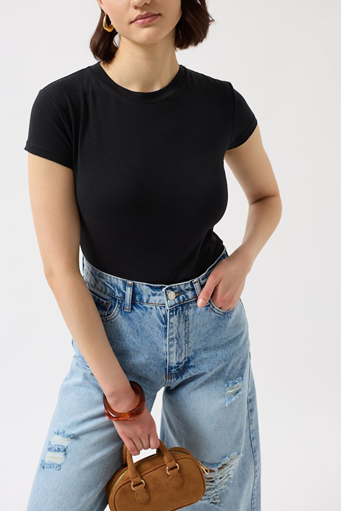 Likralı Basic T-Shirt