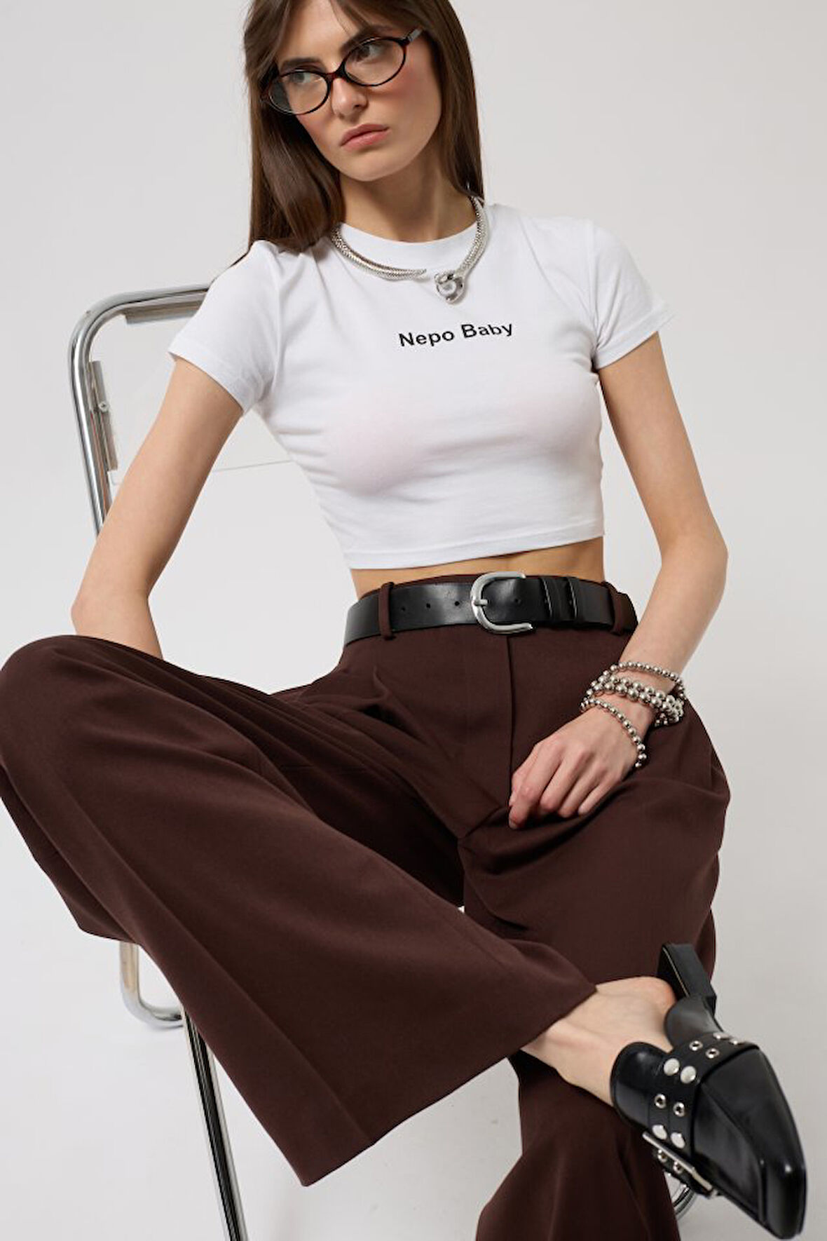 Nepo Baskılı Crop T-Shirt