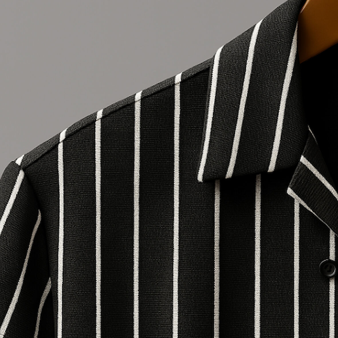 Erkek Kısa Kollu Beyaz çizgi Desenli örme Kumaş Pamuklu Gömlek