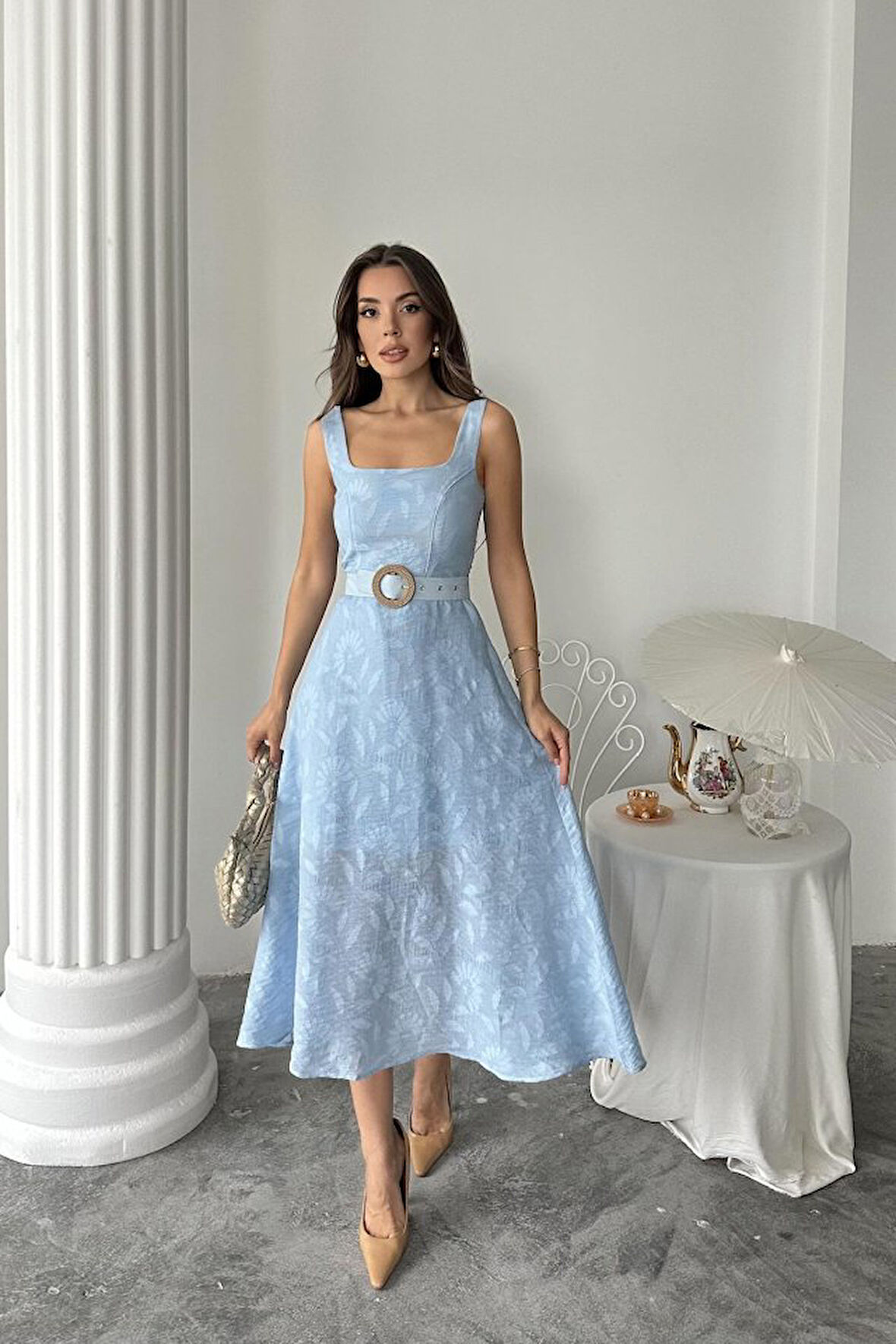 Bebe Mavi Kuplu Uzun Elbise