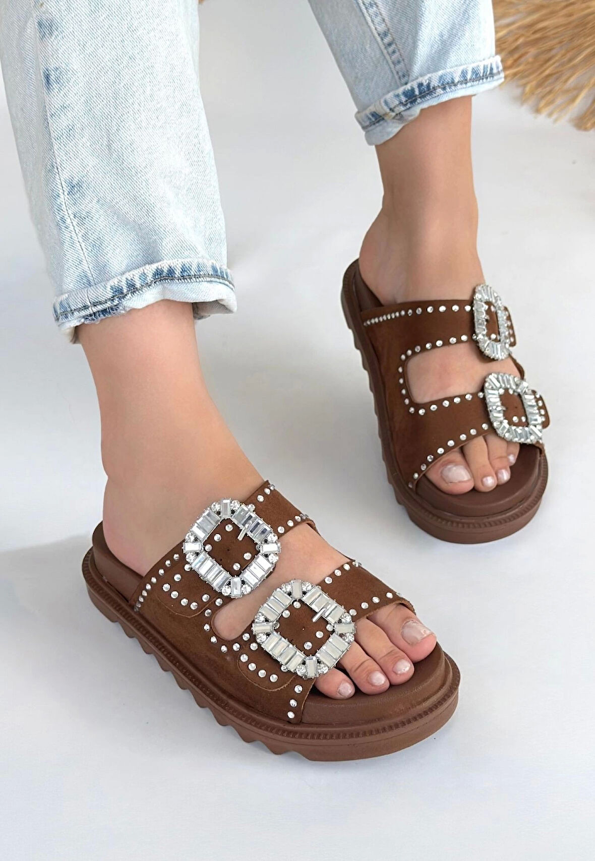 Juana Taba  Nubuk  Taşlı Terlik