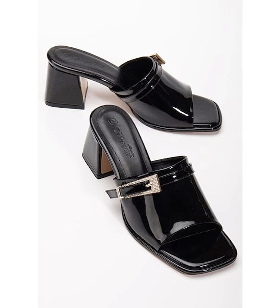 Ziva Siyah Rugan Topuklu Terlik